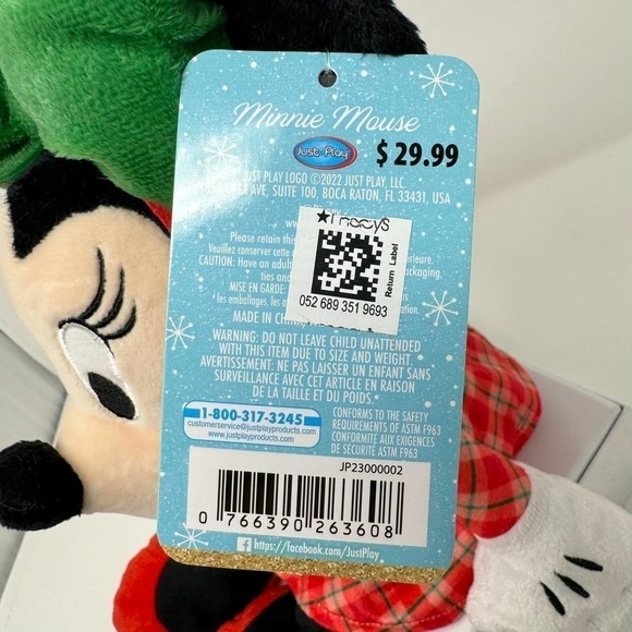 Disney 2022 Holiday Minnie Mouse 15" Plush Macy's Snowflake Earmuffs Collectable - Picture 8 of 13